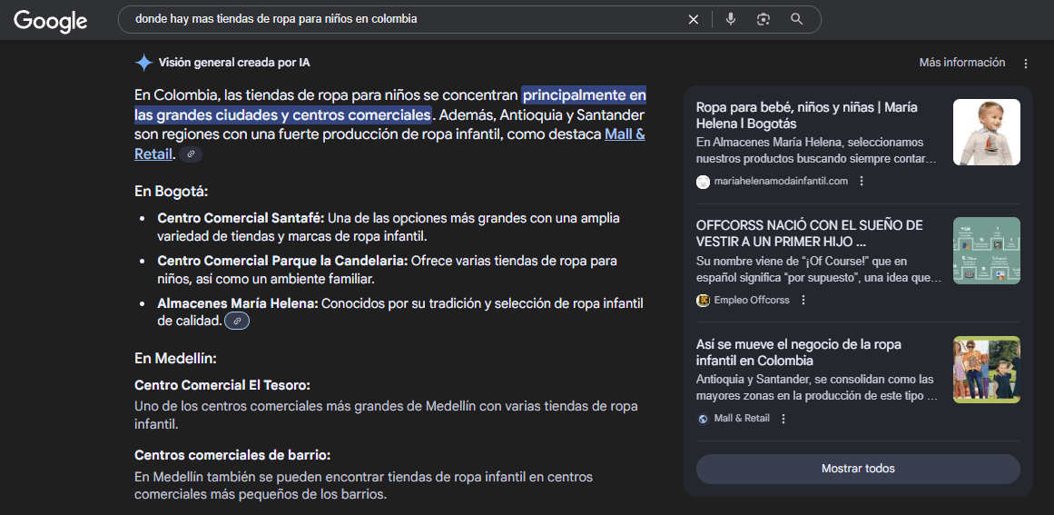 ¿Cómo está cambiando la IA generativa de Google el futuro del SEO en América Latina? 8 Ejemplo de una búsqueda tradicional asistida por IA Overviews