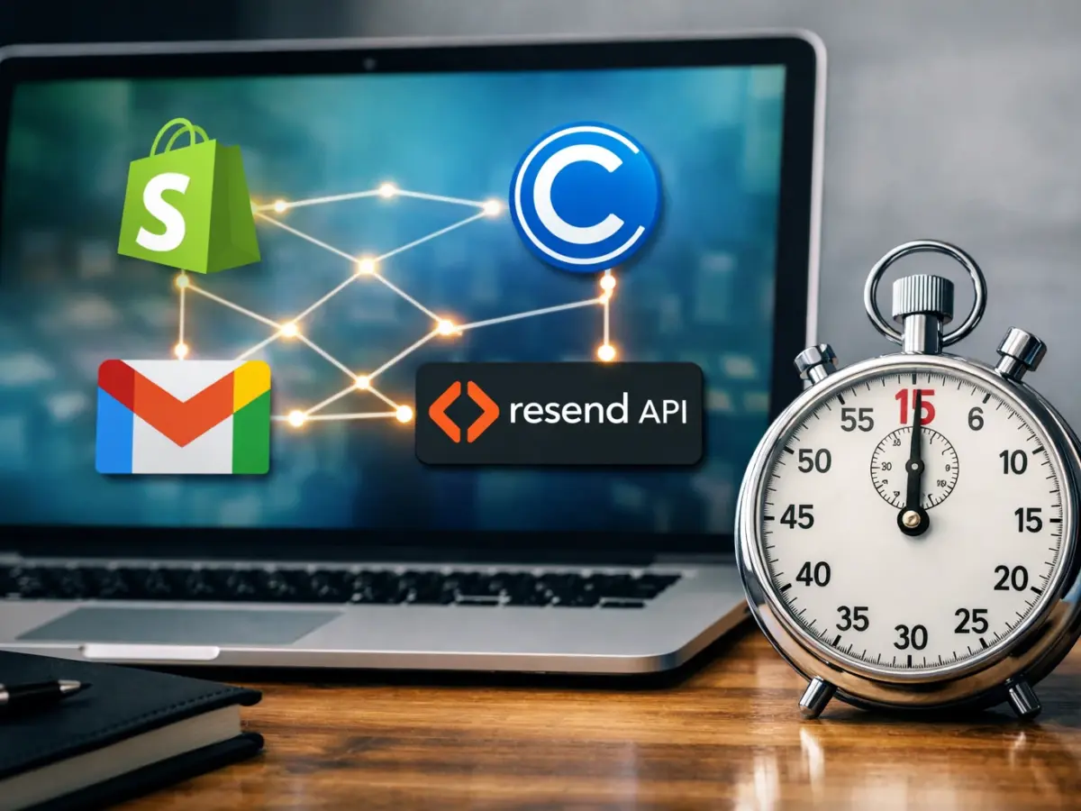 Guía técnica: Uniendo Shopify, Calendly, Gmail y Resend API en 15 minutos desde tu PC
